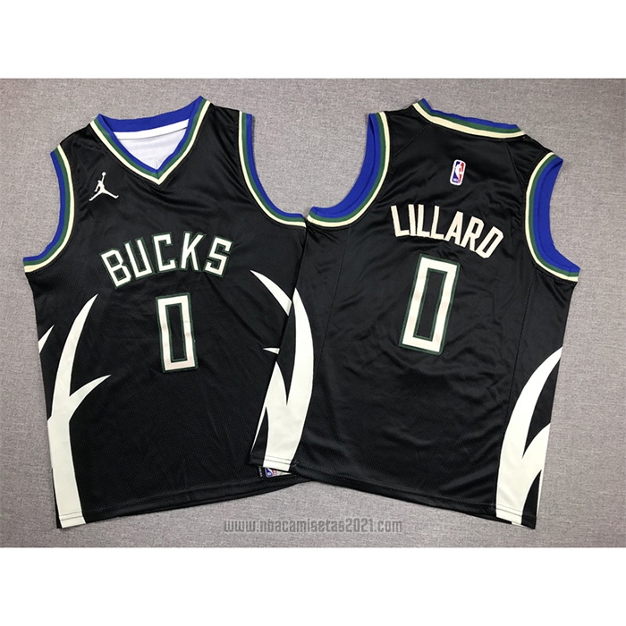 Camiseta Nino Milwaukee Bucks Damian Lillard #0 Statement 2022-23 Negro